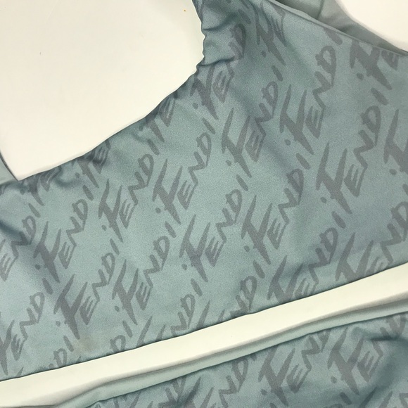 New Authentic Fendi Brush Logo Reversible Two-Piece Swimsuit - Picture 12 of 14